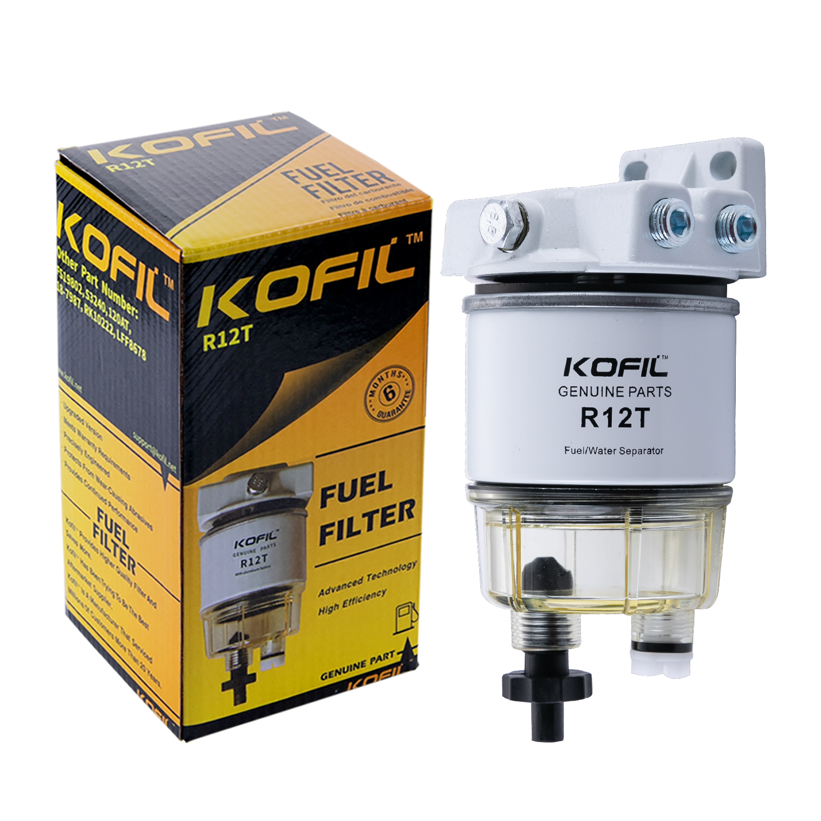 R12T Fuel Filter Water Separator Complete Kit For Gas & Diesel Engines