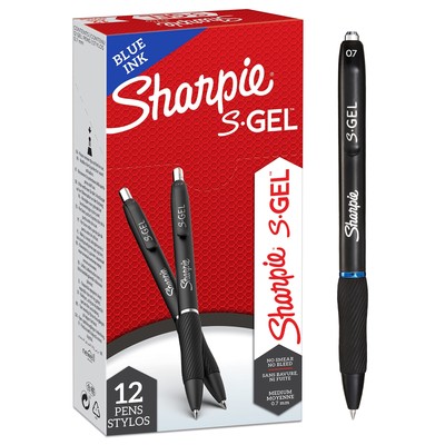Sharpie S-Gel   Gel Pens   Medium Point (0.7mm)   Blue Ink   12 Count Black Barr