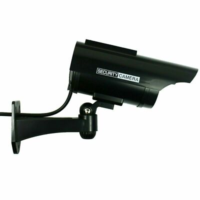 4X Solar Powered Dummy Surveillance Security Camera CCTV LED Record Light -Black