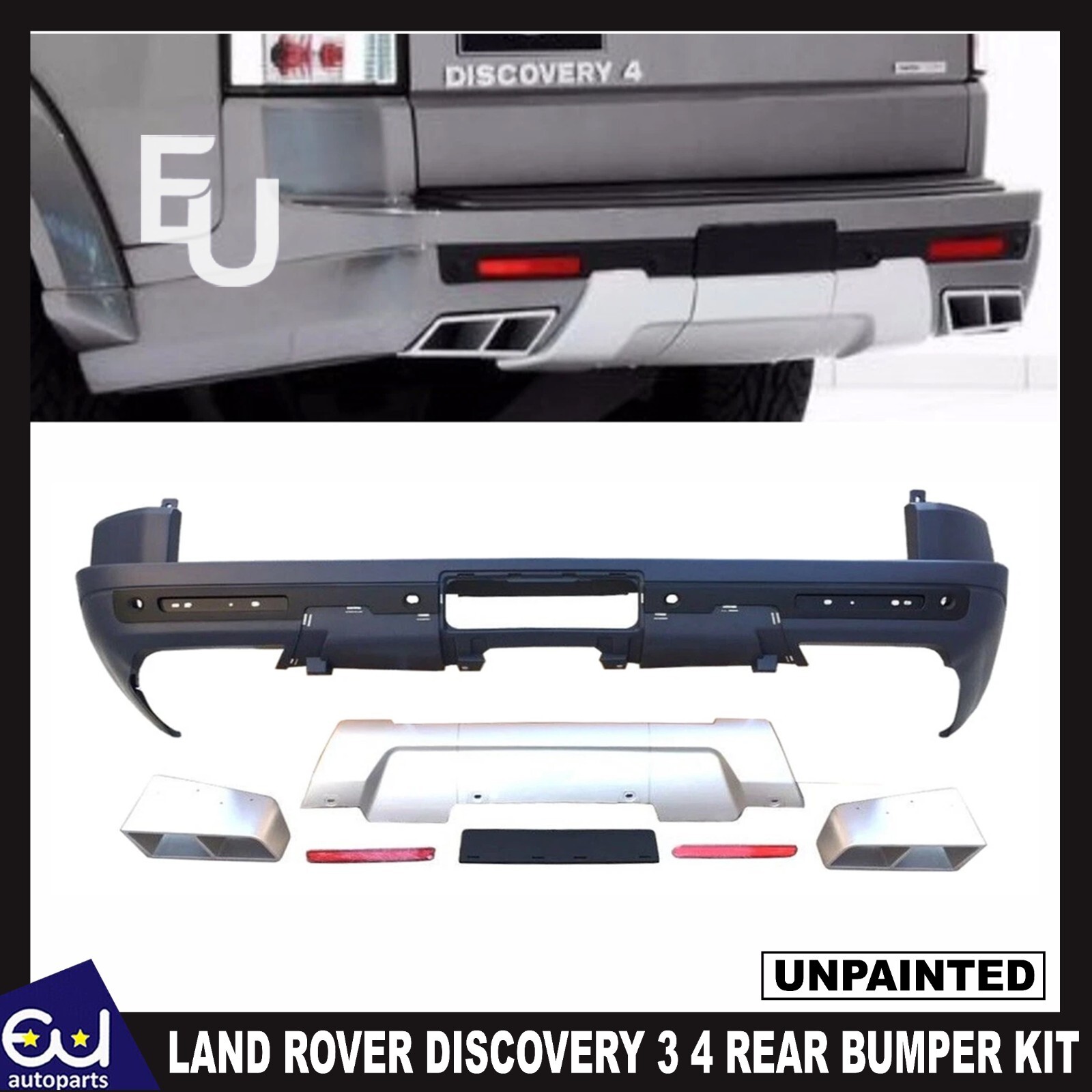 FOR LAND ROVER DISCOVERY 3 4 UPGRADE REAR BUMPER KIT WITH DIFFUSER QUAD EXHAUST