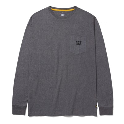 

Мужская футболка Caterpillar с карманом и длинным рукавом Dark Heather Grey  Apparel