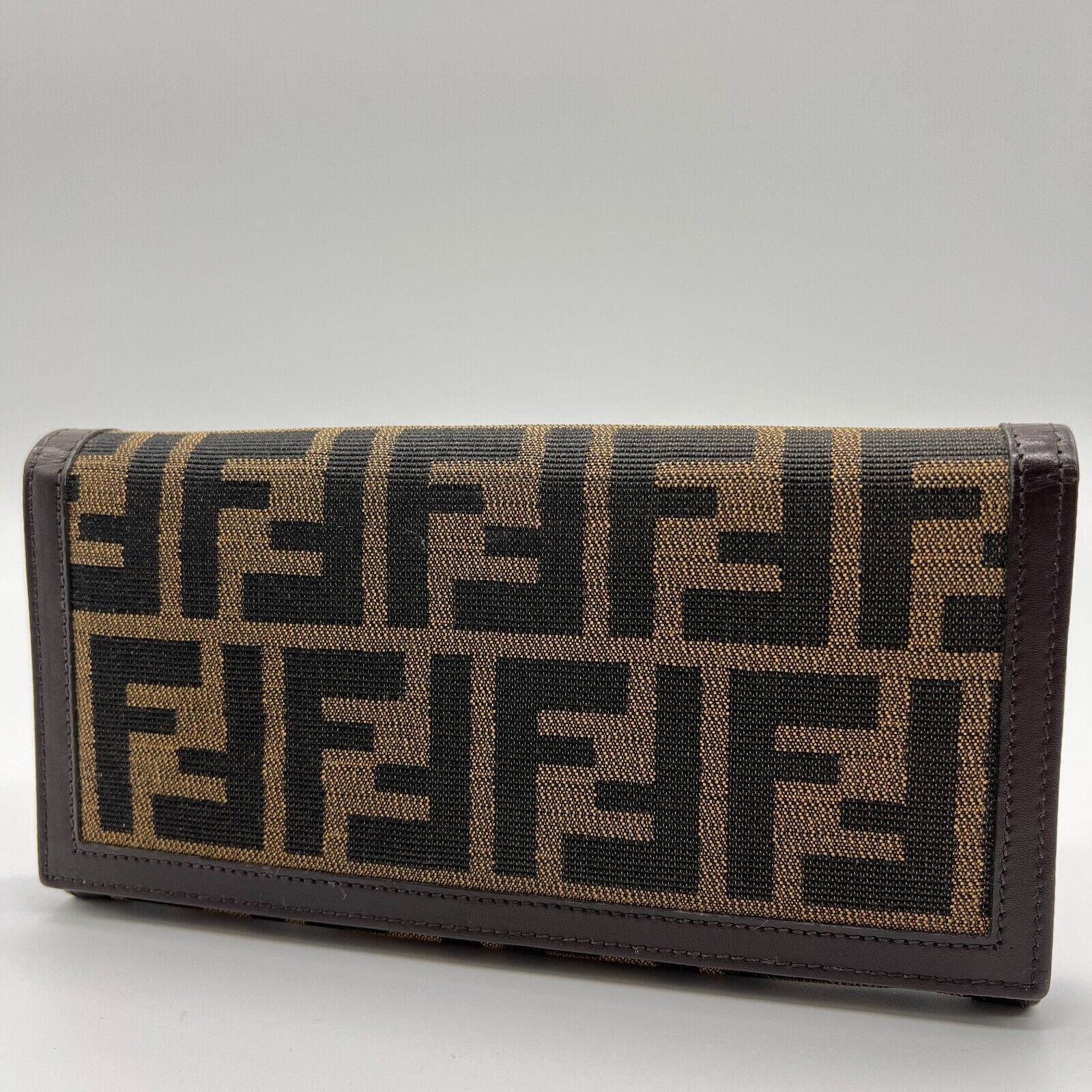 Authentic FENDI Bifold Long Wallet Zucca FF Canvas Leather Authentic FENDI Bifold Long Wallet Zucca FF Canvas Leather