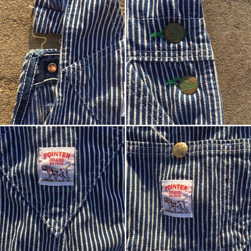 Pointer Brand Overalls Striped Denim Made In USA Kids Size 4 Blue & White