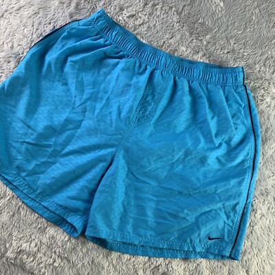 Nike Swim Trunks Mens Extra Large Blue Black Shorts Beach Vacation Spell Out