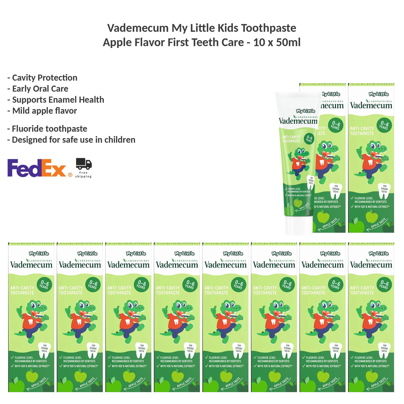 Vademecum My Little Kids 0-6 Toothpaste Apple Flavor First Teeth Care 10x50ml