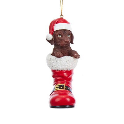 Labrador Retriever in Santa Boot Ornament