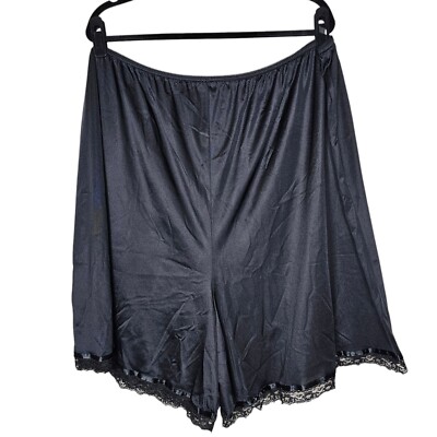 Velrose Size 5x Black Lace Trim Slip Shorts Pettipants Nylon Made In USA