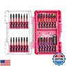 Geinxurn 28Pieces Impact Screwdriver Bits Set, Magnetic S2 Steel Phillips/Slotted/Square/Torx Insert Power Bits Tips, Impact Bit Holder with Pink Storage Box Case
