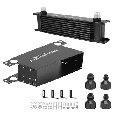 Universal Oil Cooler 10 Row 10AN Aluminum Stacked Plate Engine Transmission