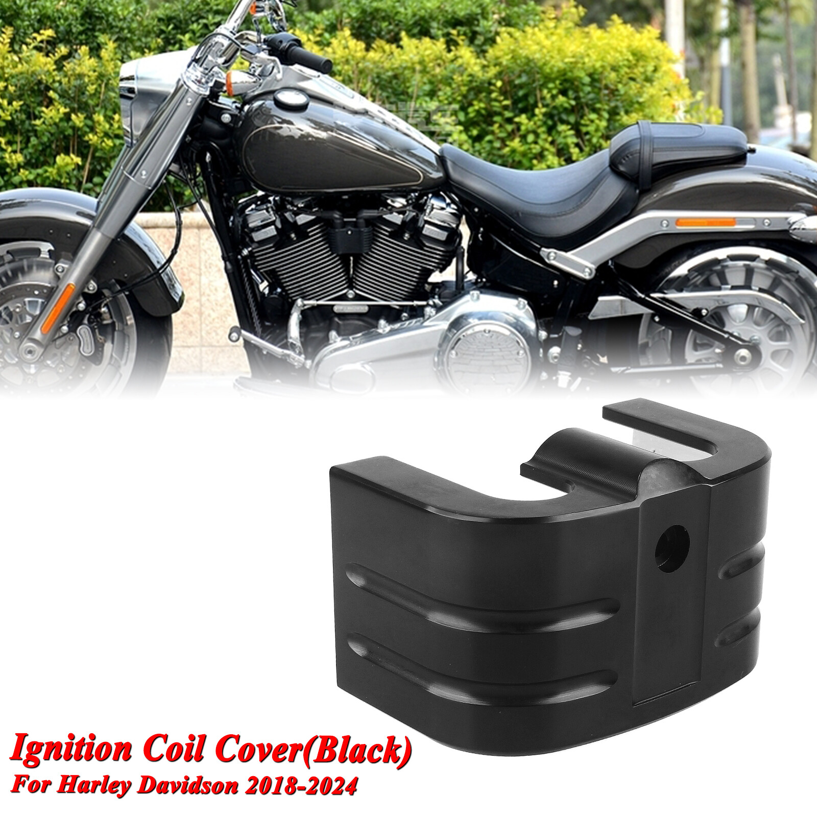 HDBUBALUS Motorcycle Coil Cover Ignition Coil Cover Fit For Harley Softail Breakout Street Fat Bob 2018-later Models Black & White