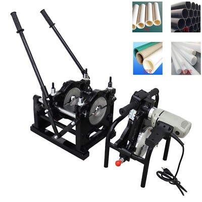 2 Clamps Hand-push Pipe Fusion Welder Machine for PE PPR PVDF PB 2.48''-6.3'' Dia