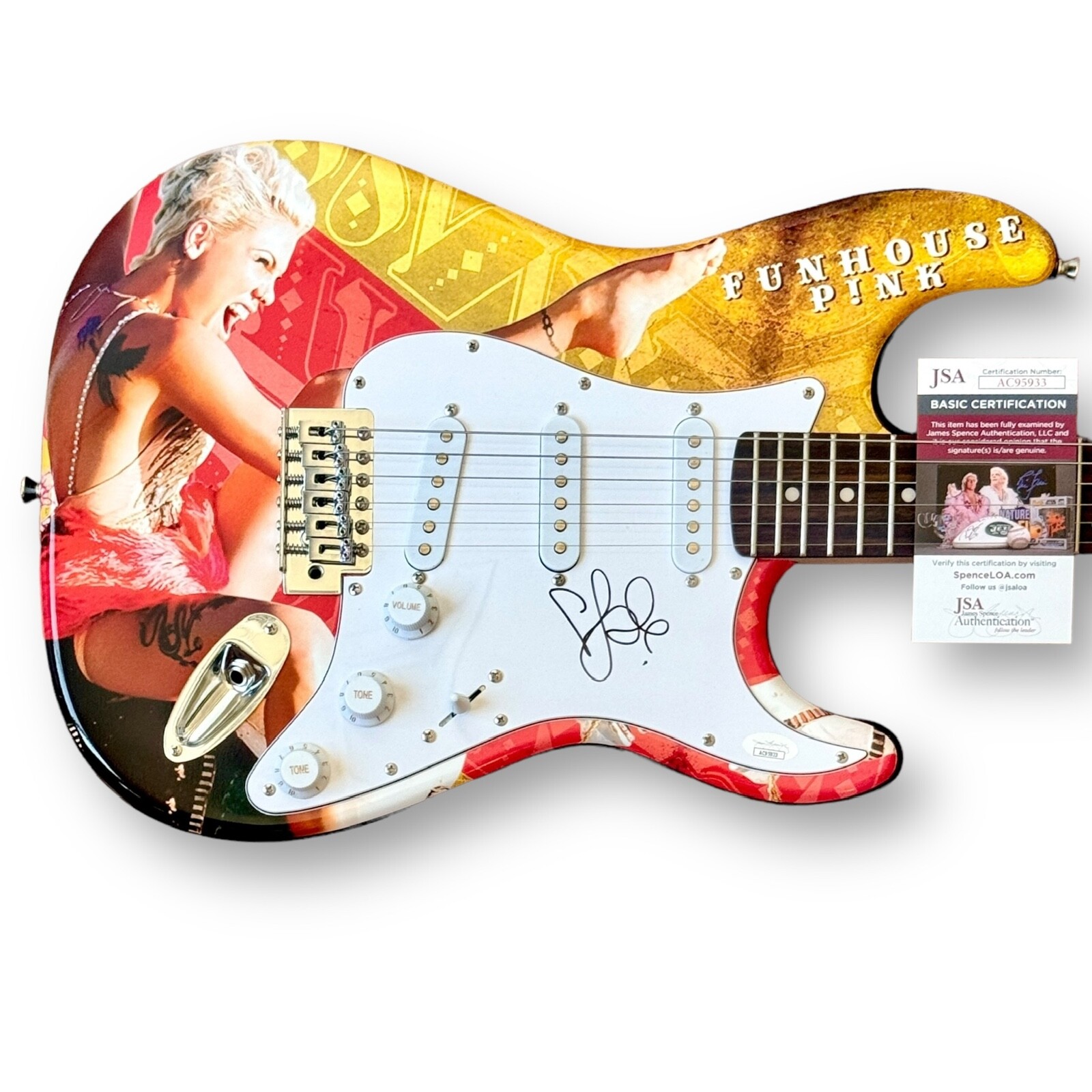 Pink Signed Guitar Custom Graphics JSA COA P!nk Funhouse
