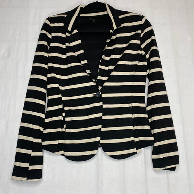 Max and Ruby Womens Blazer sz S Black Striped Pleated Single Button Stretch