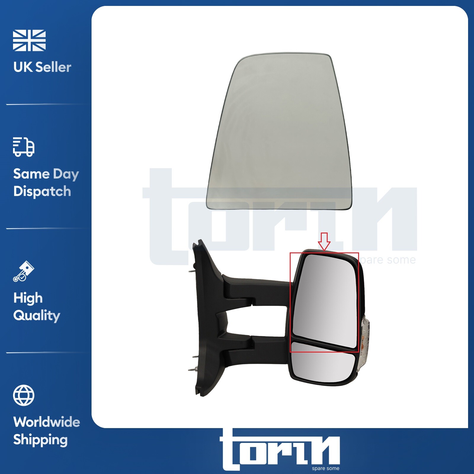 WING MIRROR UPPER GLASS RIGHT FOR FORD TRANSIT MK8 V363 (2014-ONWARDS) 1823994