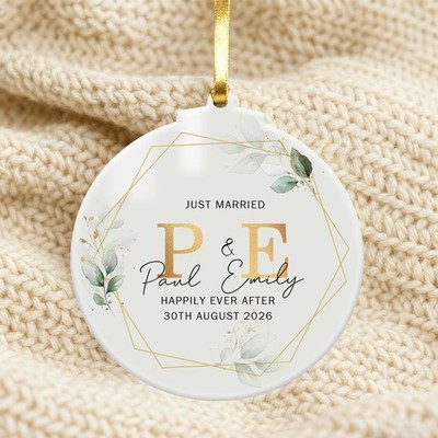 Personalised Just Married Wedding Acrylic Ornament Tree Decor Gift for newlyweds