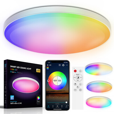 48W LED Celling Lights Color Changing Alexa Smart Bluetooth Control RGB Dimmable