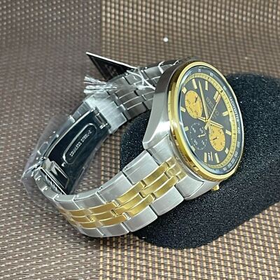 Pre-owned Seiko Chronograph Ssb430p1 Two-tone Gold Stainless Steel Analog Quartz Men Watch