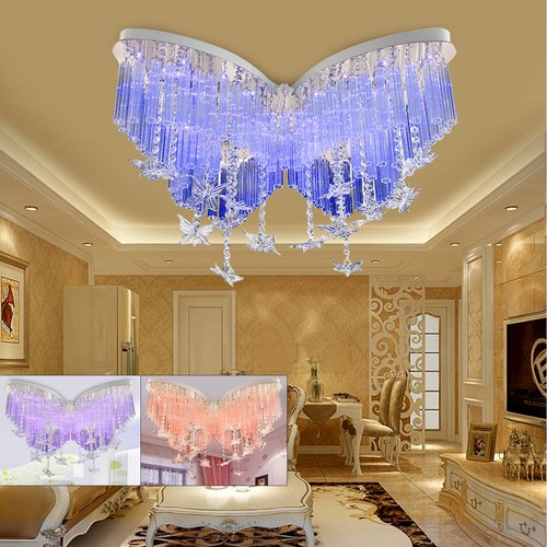 光る蝶 光る蝶 Led Butterfly Chandelier Hanging Crystal Red Blue Purple