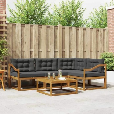 Outdoor Sofa Set with Cushion 5 pcs Natural and Anthracite