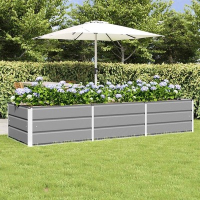 vidaXL Planter Light Grey 240 x 80 x 45 cm Steel