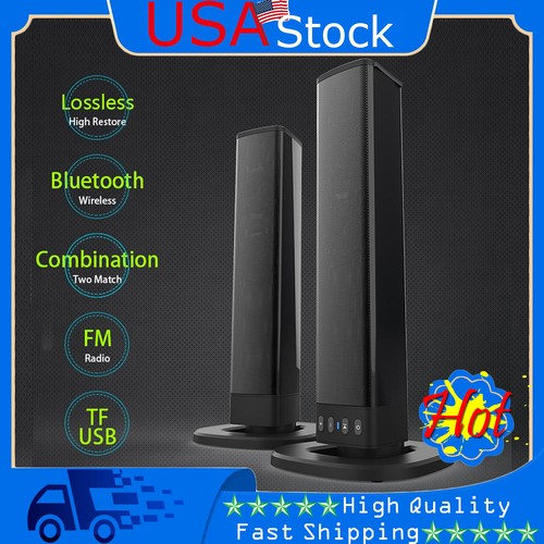 Portable Surround Sound Bar Wireless Subwoofer 2 Speaker System TV Home Theater
