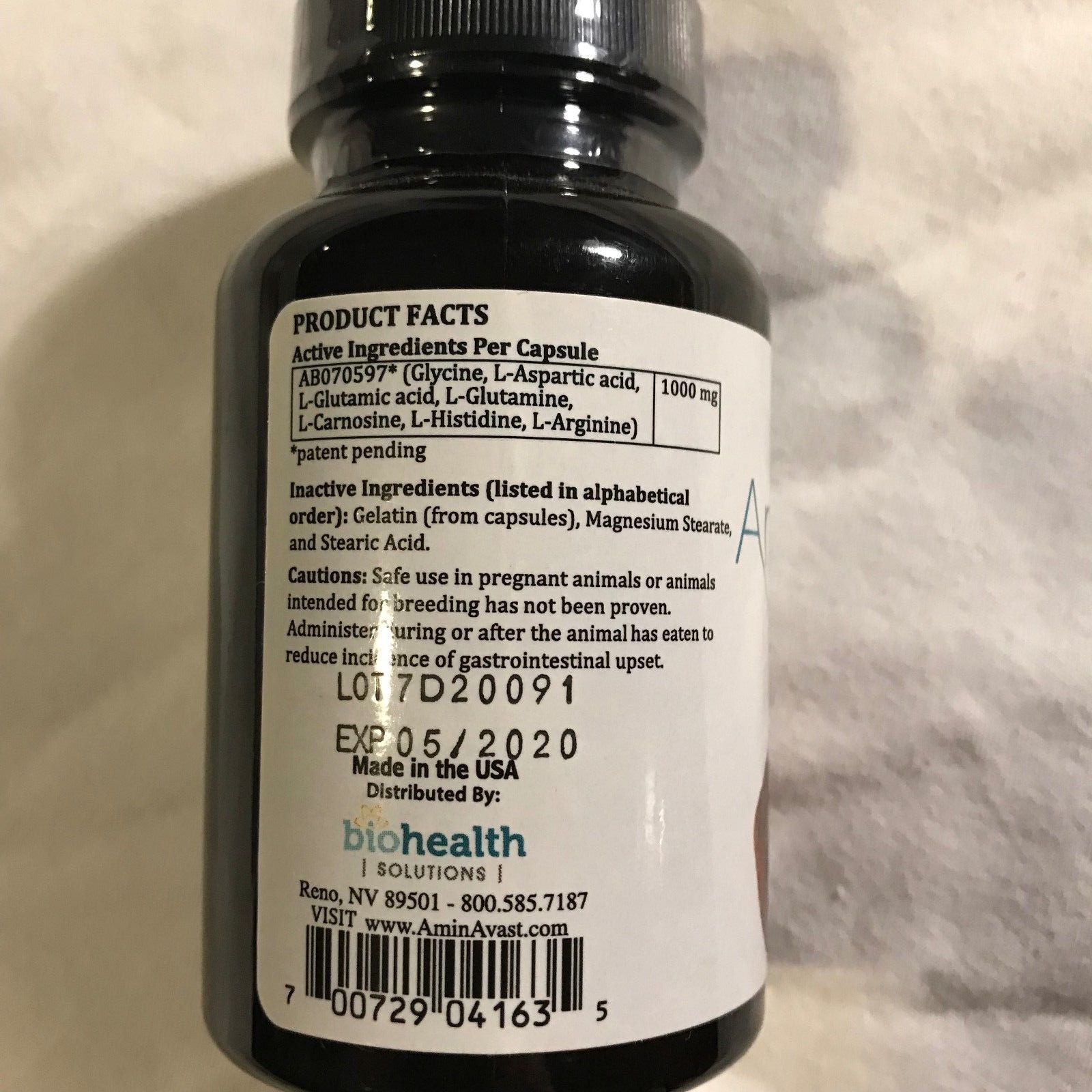 AminAvast Kidney Support for Dogs 60 Capsules Exp 12/19