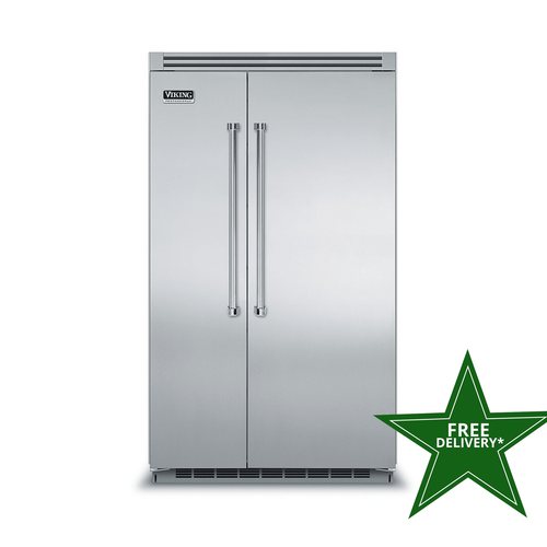 Viking 48" Stainless Steel Side by Side Refrigerator, Open B