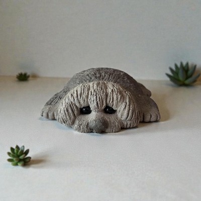 Vintage Rankin 1978 Concrete Dog Statue Shaggy Dog  Mid-Centur...