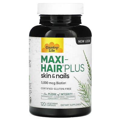 Country Life Maxi Hair Plus 120 Vegetarian Capsules B Corp, Gluten-Free, GMP