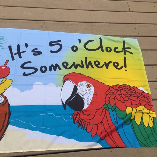 IT'S 5 O'CLOCK SOMEWHERE Flag 3x5 ft Yard Garden Beach Banner Party Parrot Five