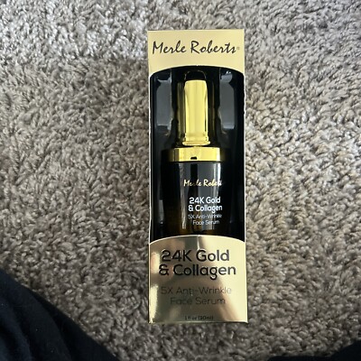 Merle Roberts 24K Gold & Caviar 5X Anti Wrinkle Face Serum Vegan 1 Fl Oz New