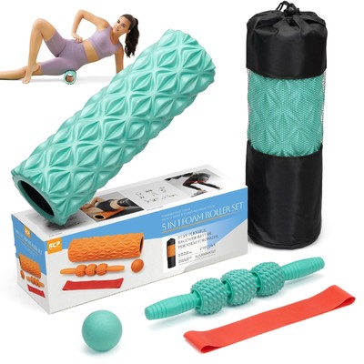 5 in 1 Foam Roller Set Medium Density Back Foam Roller, Muscle Roller Stick, ...