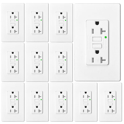 20A GFCI Outlet Duplex Self-Test Receptacle Tamper-Resistant WR ETL Listed 12Pcs