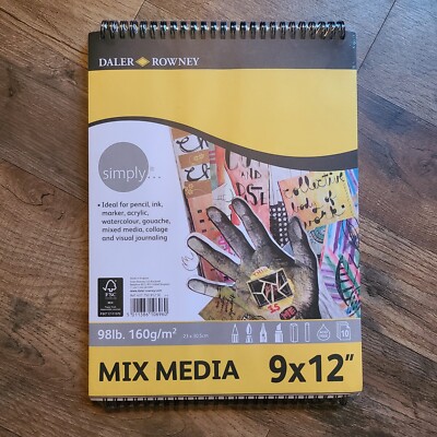 Lot of 4 NEW Daler Rowney Mixed Media Pad 9X12 Top Spiral Bound 98 lb - 10 sheet