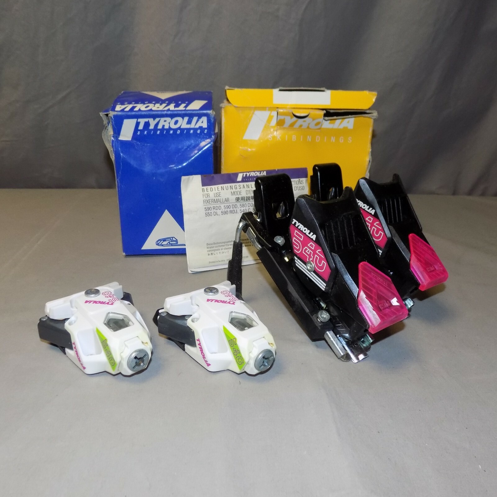 Tyrolia 540 C vintage ski bindings set new in box New Old Stock front  and back