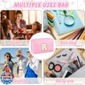 URSKYTOUS Initial Makeup Bag for Women Travel Small Cosmetic Bag Personalized Preppy Chenille Letter Waterproof Pink Makeup Pouch for Purse Monogram Toiletry Bag with Zipper PU Leather Makeup Case（R）
