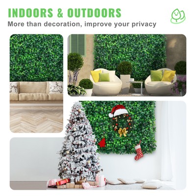 12pcs 20x20" Artificial Boxwood Wall Hedge Mat Plant Panels Outdoor Grass Fence