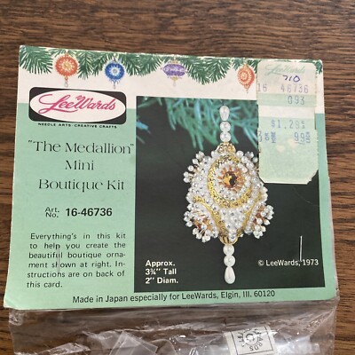 VTG Lee Wards Medallion Mini Boutique  Beaded Ornament Kit NOS CHRISTMAS