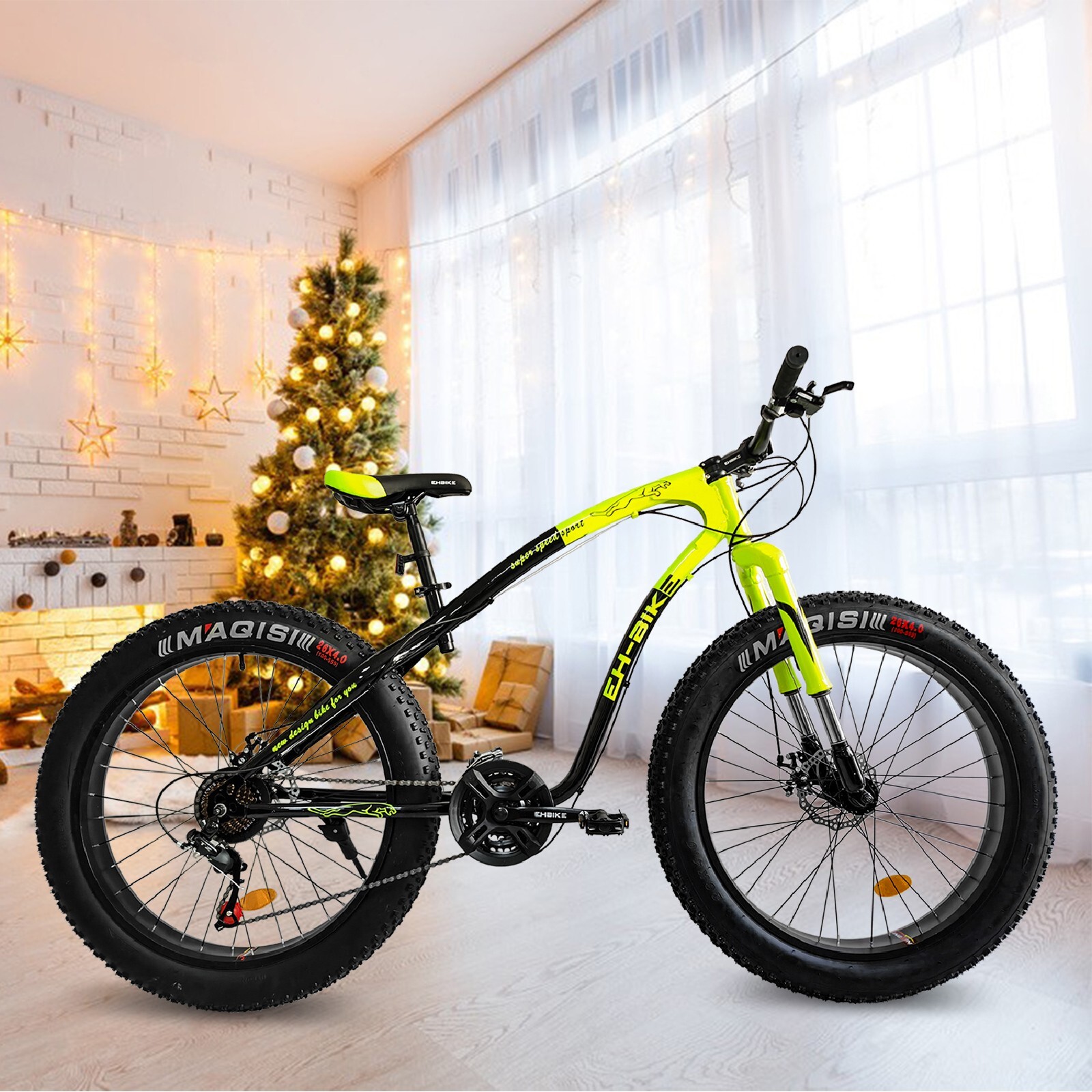 26 in Fat Tire Bikes Mountain/Snow/Off Road Bike Mens 21 Speed MTB Bicycle