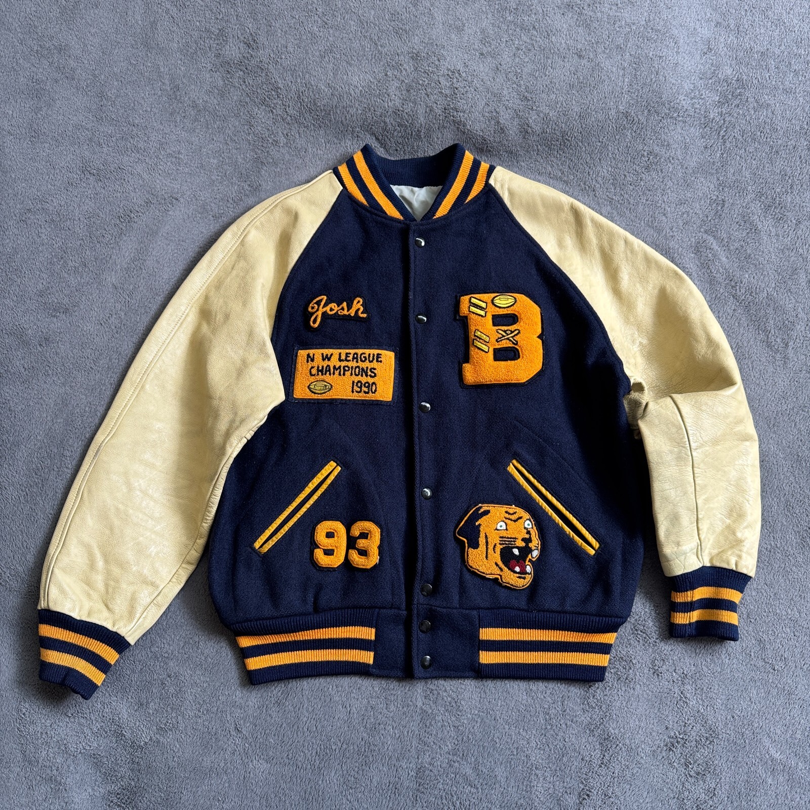 TM Athletics Vtg Letterman Yellow NW League Champs Wool