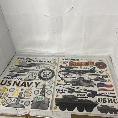 Lot Of 2 Creative Imaginations Sticker Sheet US Navy & US Marines Brand New