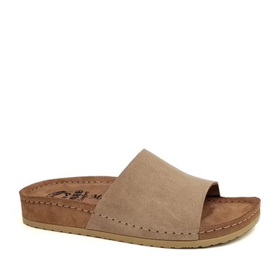 Mubb Nana Women's Beige Suede Open-Toe Slippers Casual Fashion 8160-25