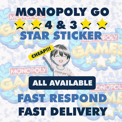 Cheap 4 & 3 Star Sticker - Monopoly Go!  FAST RESPONSE   FAST DELIVERY 