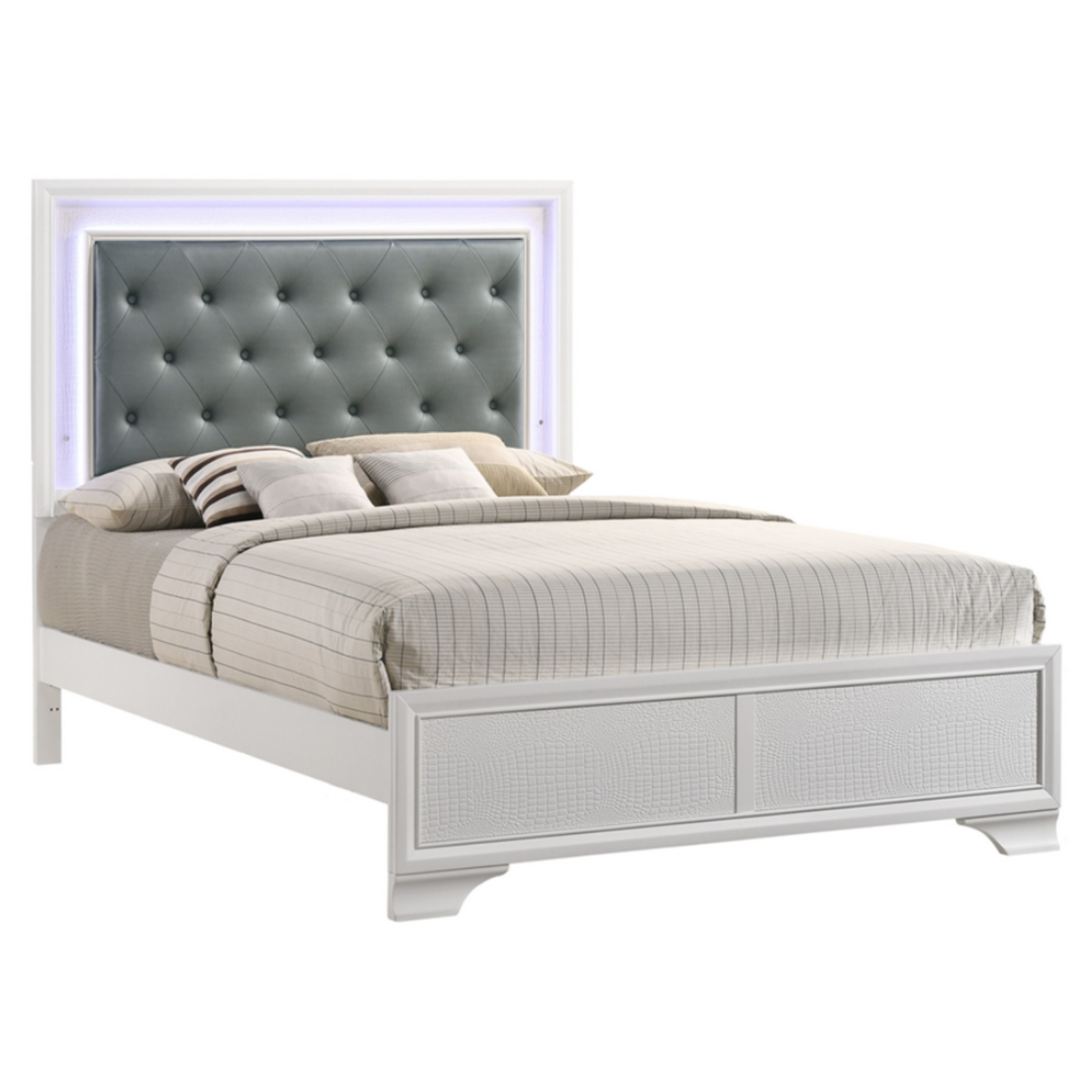 NEW White LED 4PC Queen King Twin Full Modern Bedroom Furniture Set Bed/D/M/N 