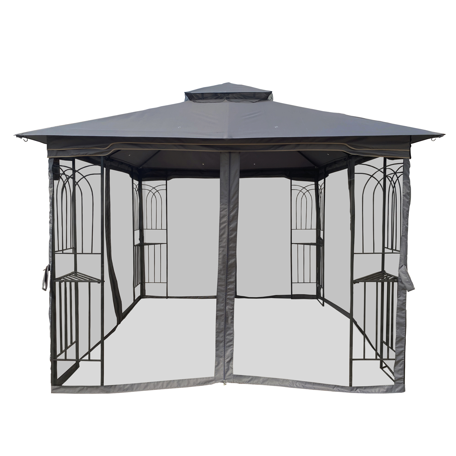 10x10FT Garden Patio Gazebo Canopy Tent With Ventilated Double Roof Mosquito Net