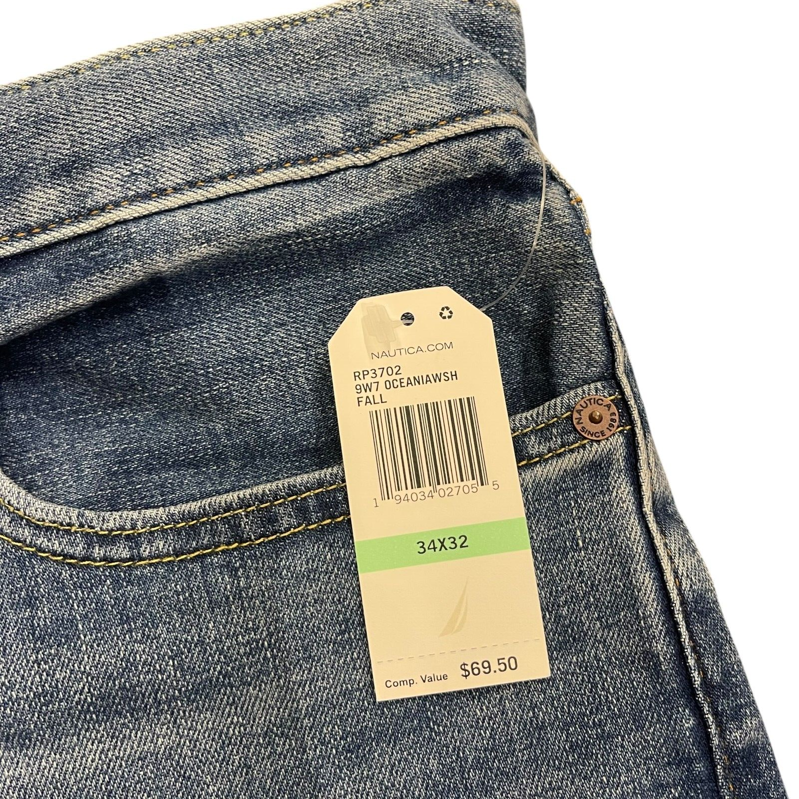 NWT Nautica Men's Original Relaxed Straight Stretch Denim Jeans 4 Colors All Siz