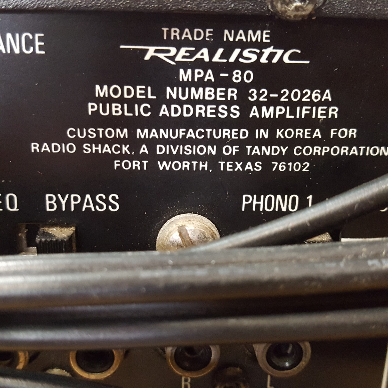 VINTAGE Realistic MPA-80 MPA80 80 Watt Solid State P.A. Amplifier