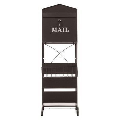 Brown Standing Mail Post Box Large Lockable Retro Antique Style Freestanding