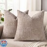 decorUhome Oatmeal Chenille Throw Pillow Covers 18x18 Set of 2 Thick Textured Slubby Couch Pillow Covers Farmhouse Accent Modern Neutral Decorative Pillow Cases for Bed Sofa Living Room