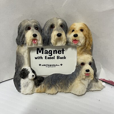 Mini Magnet Bearded Collie Dog Picture Frame E&S Imports NEW MAG400-63